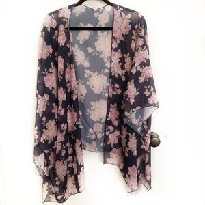 Floral oversized kimono blue and pink women’s size small